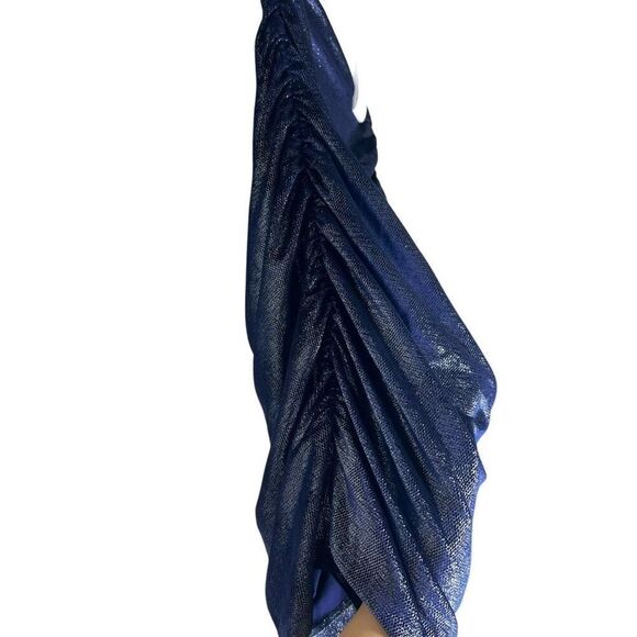 NEW Susana Monaco Shimmer Velvet High Waisted Skirt Midnight Blue Small - Picture 9 of 12